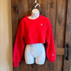 Urban outfitters/ Champion cropped crew neck sweatshirt in Red Size small